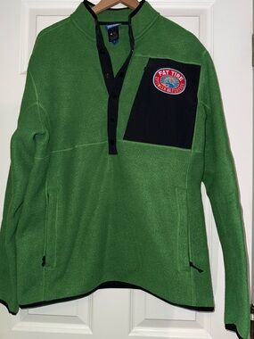 Burton x Fat Tire Green Fleece Zip Pullover with Black Chest Pocket